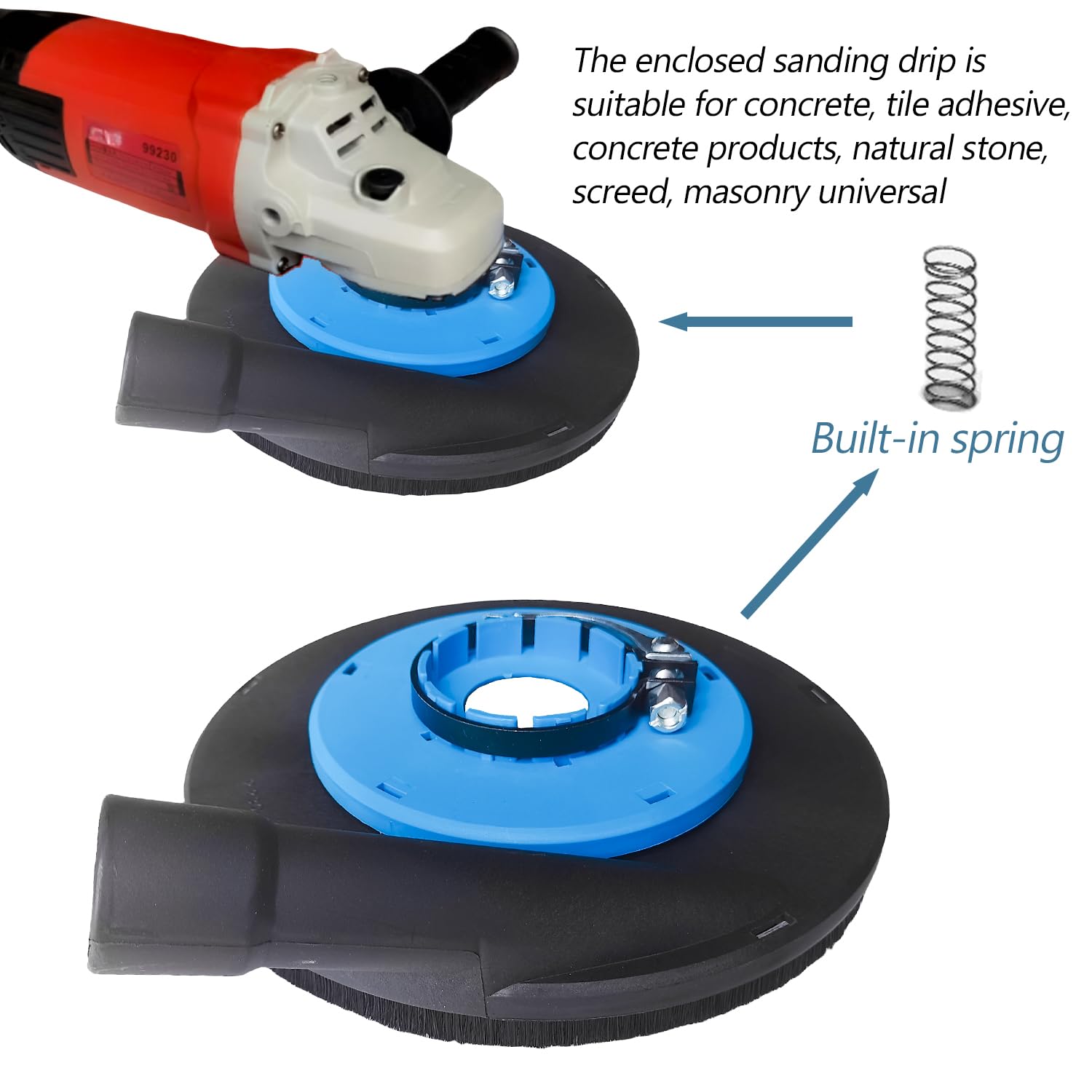 Proteccion Amoladora de 230 mm, Robusta y Fácil de Usar, Protector Amoladora, Amplia Gama de Aplicaciones, Campana de Aspiración para Amoladora Angular, para Amoladora Angular (azul)