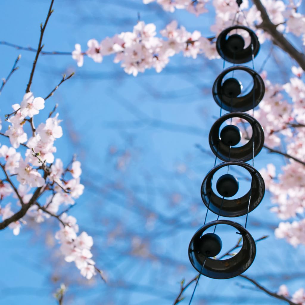 Carillons éoliens Carillon éolien à Cinq Anneaux avec métal et Bois Massif, Beaux carillons éoliens pour créer Une atmosphère Zen à Suspendre pour pour Le Jardin