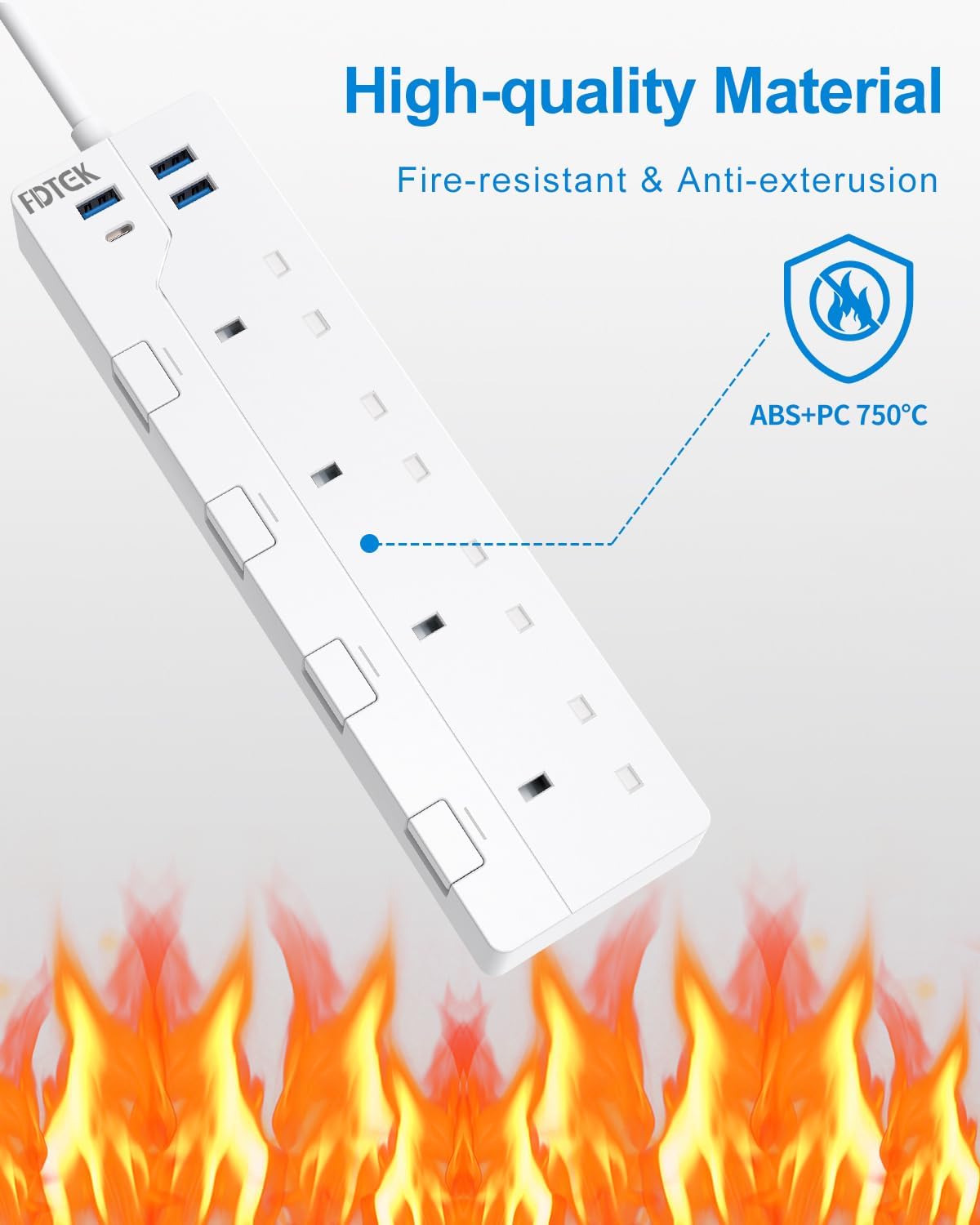 Extension Lead 3M with USB Slots, FDTEK 4 Way Surge Protected Extension Socket with Individual Switches 4 USB Ports, Multi Plug Extension Mountable Power Strip with 3M cable for Home Office… 8 61bYrOomBgL. AC SL1500