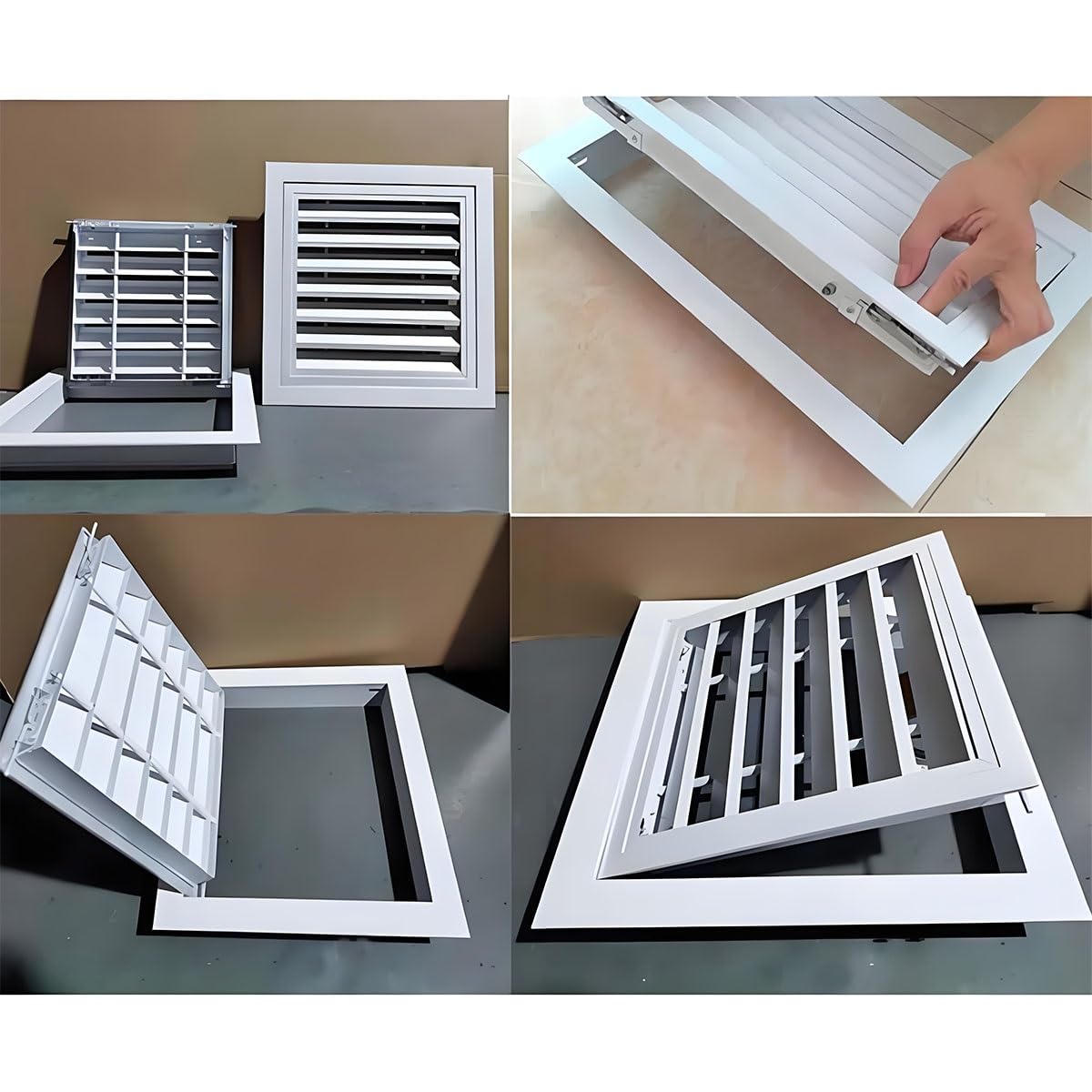 400mm*400mm Rejilla Ventilación Con Cierre Regulable, Empotrable Pared O Techo Baño, Cocina, Cuartos Húmedos Mini Persiana De Lamas Móvil Para Abrir Cerrar El Paso Del Aire(24in*12in/600mm*300mm)