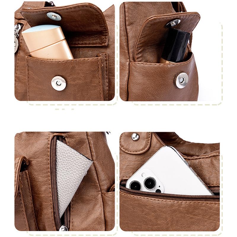 Hobo Bolso de Hombro para Mujer Bolso de Mano con Bandolera en Cuero PU Bolsos Bandolera Bolso de señora para Damas Mamá Bolso de Bandolera