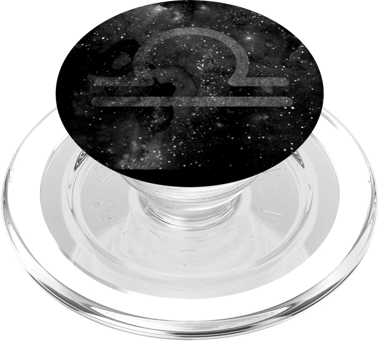Libra Galaxy Space Stars Constellation Cosmic Black White PopSockets PopGrip for MagSafe