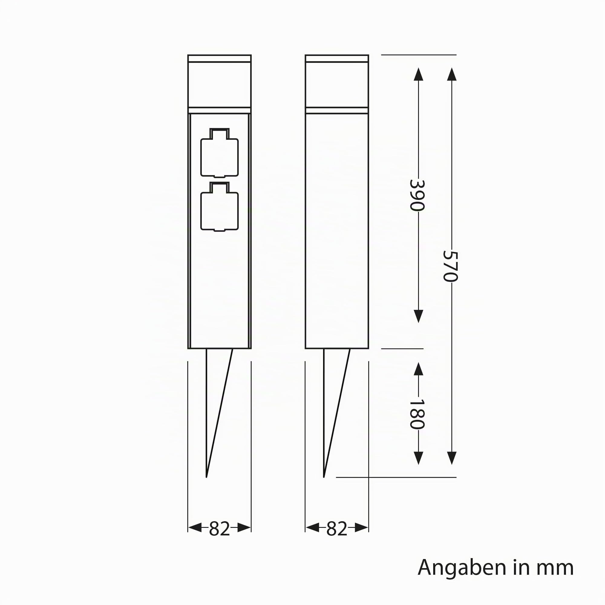 ledscom.de 2x Pollerleuchte PODEL mit Erdspieß für außen, Smart Home, 39cm, anthrazit, 2 Steckdosen, inkl. G9 Leuchtmittel, 501lm, warmweiß