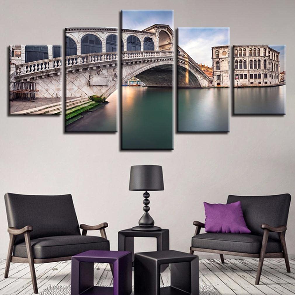 LHDLily Image Printed Hd On Canvas 5 Pieces Wall Artwork Print Picture Photo Wallpaper Mural Frame Canvas Posters Home Decoration Building