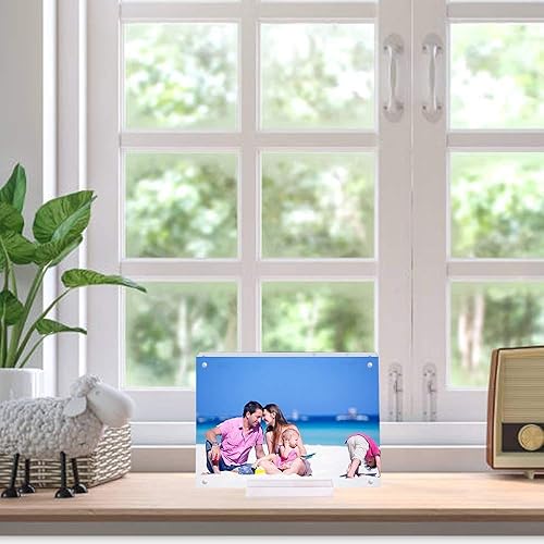 Miniatura 4 de Marcos de fotos de acrílico transparente de 4 x 6 pulgadas, marcos magnéticos con caja de regalo, marcos de fotos acrílicos de doble cara para