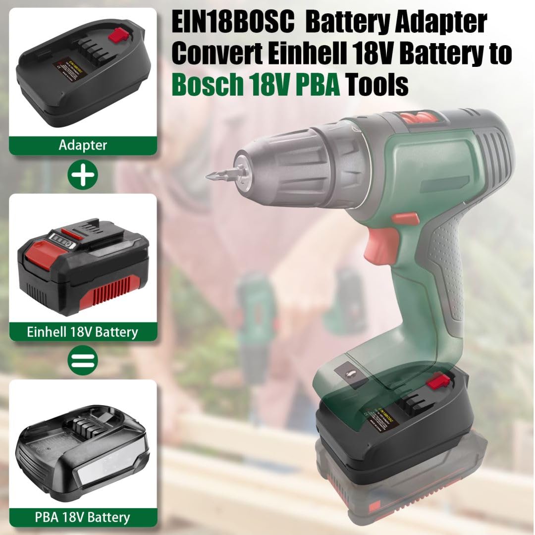 URUN Adattatore per batteria Einhell da 18 V per Bosch PBA, portatile Power Mount per Bosch il Multitool verde, adattatore per batteria Einhell su per utensili Bos.ch 18 V PBA (senza batteria)