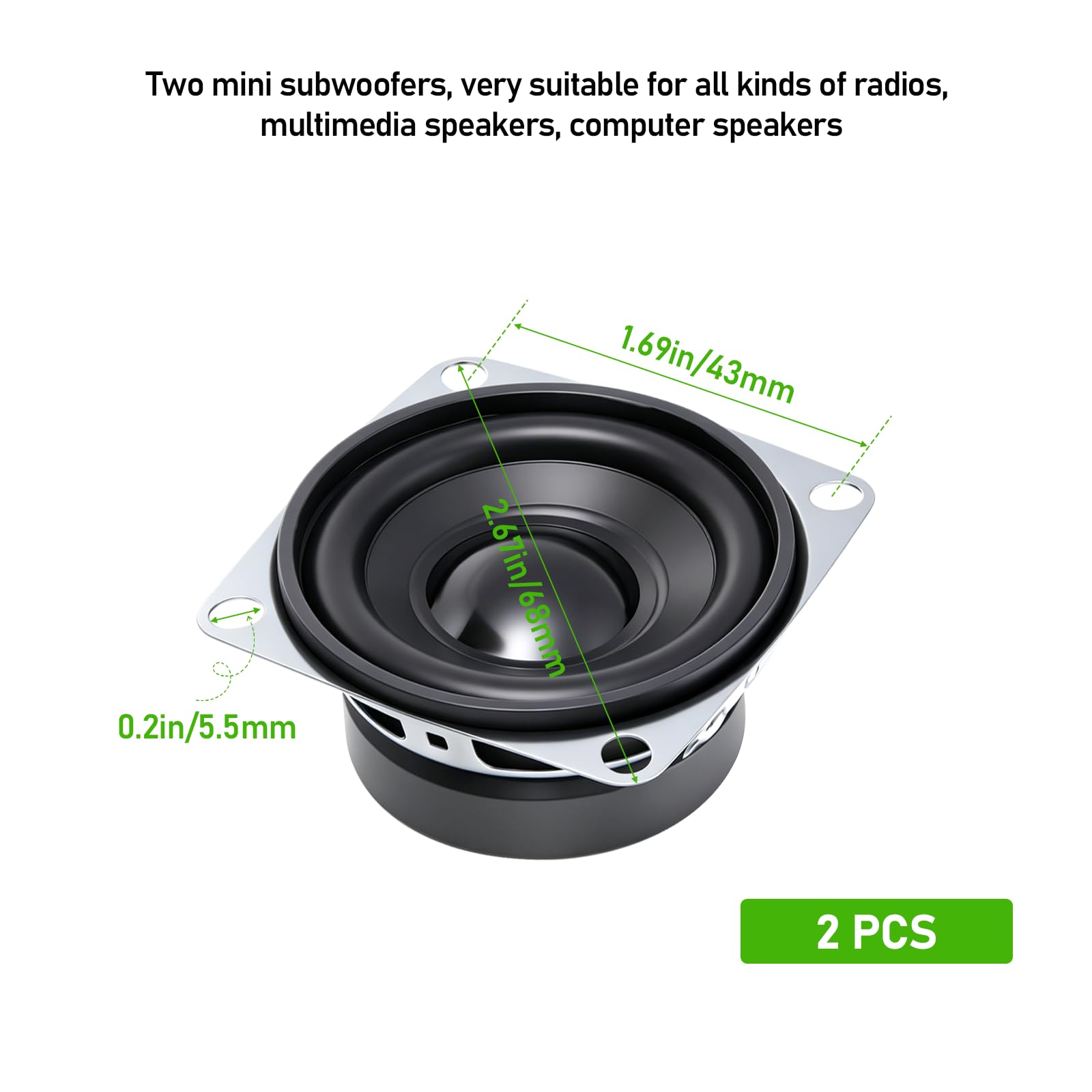 Amazon.co.jp: KIBBEH 1.75インチ 8ohm 3w フルレンジスピーカー、交換