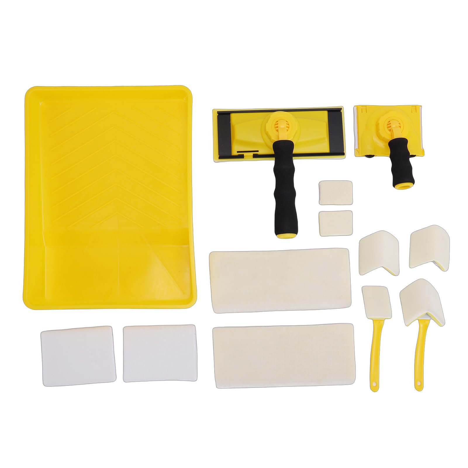 Kit di 12 utensili per bordatura, Rifilatore per bordatura con impugnatura girevole a 360° e tamponi di ricambio, Tampone per imbianchino per angoli di pareti e soffitti