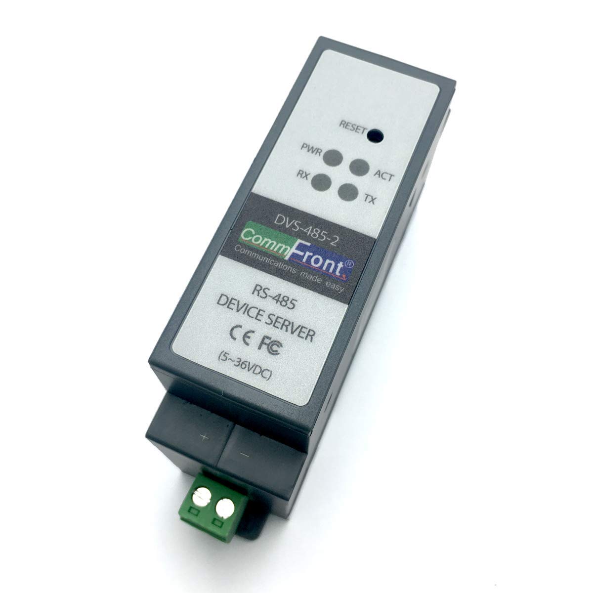 COMMFRONT Servidor de dispositivos industrial compacto RS485, convertidor RS485 a Ethernet, convertidor Modbus RTU a Modbus TCP, 15kV ESD y protección contra sobretensiones de 600W, montaje en riel
