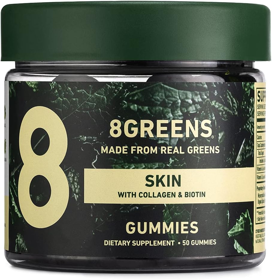 8Greens Gummies - Daily Super Greens Vitamins for Energy & Immune Support (1 Jar / 50 Gummies) (Strawberry (Skin))
