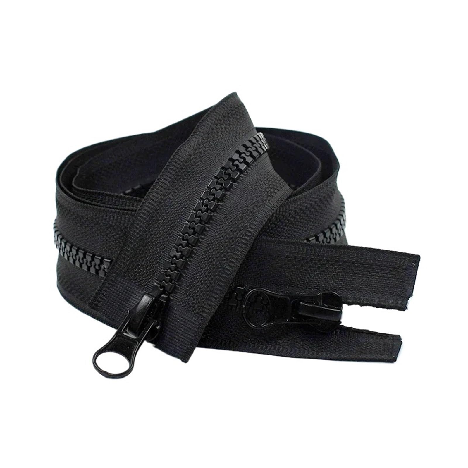 1pc 60-300cm 5# Sewing Resin Zipper Single/Double Sliders Open-End Zippers Long Tent Coat Clothes Zip Repair DIY Accessories(Black-Double,80cm No5)