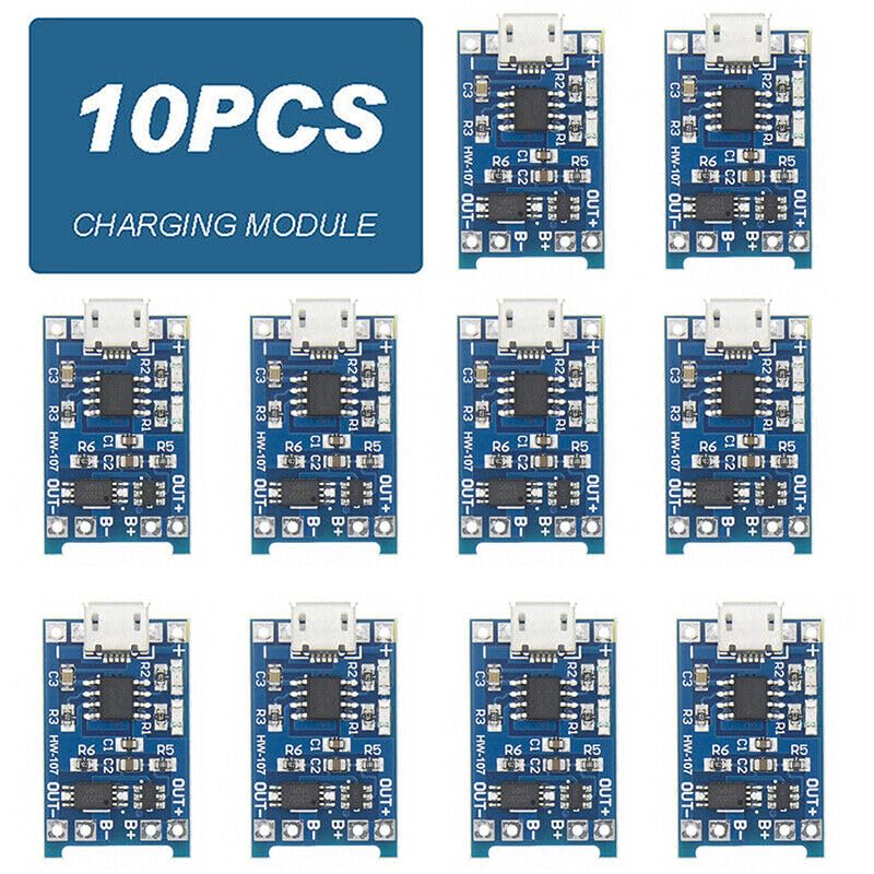 6 Moduli Caricabatterie TC4056 USB-C – 5V 1A Per Batterie 18650 Li-Ion 3.7V, Protezione Da Sovraccarico E Sovracorrente, LED Di Carica