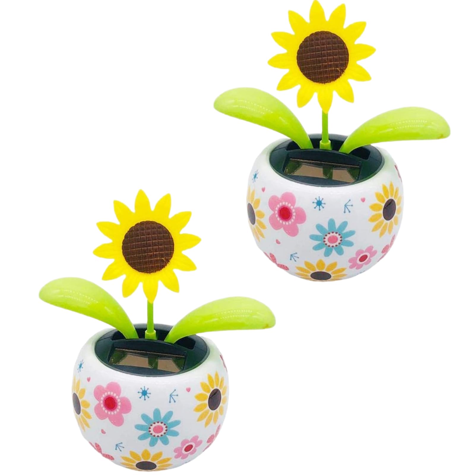 2Pcs Solar Dancings Sunflower Decorations, Sunflower Solars Dancing Flower Solar Dancing Solar Decoration, Solar Powered Swinging Animated Dancer Office Desk Car Decoration, Funny Ornaments