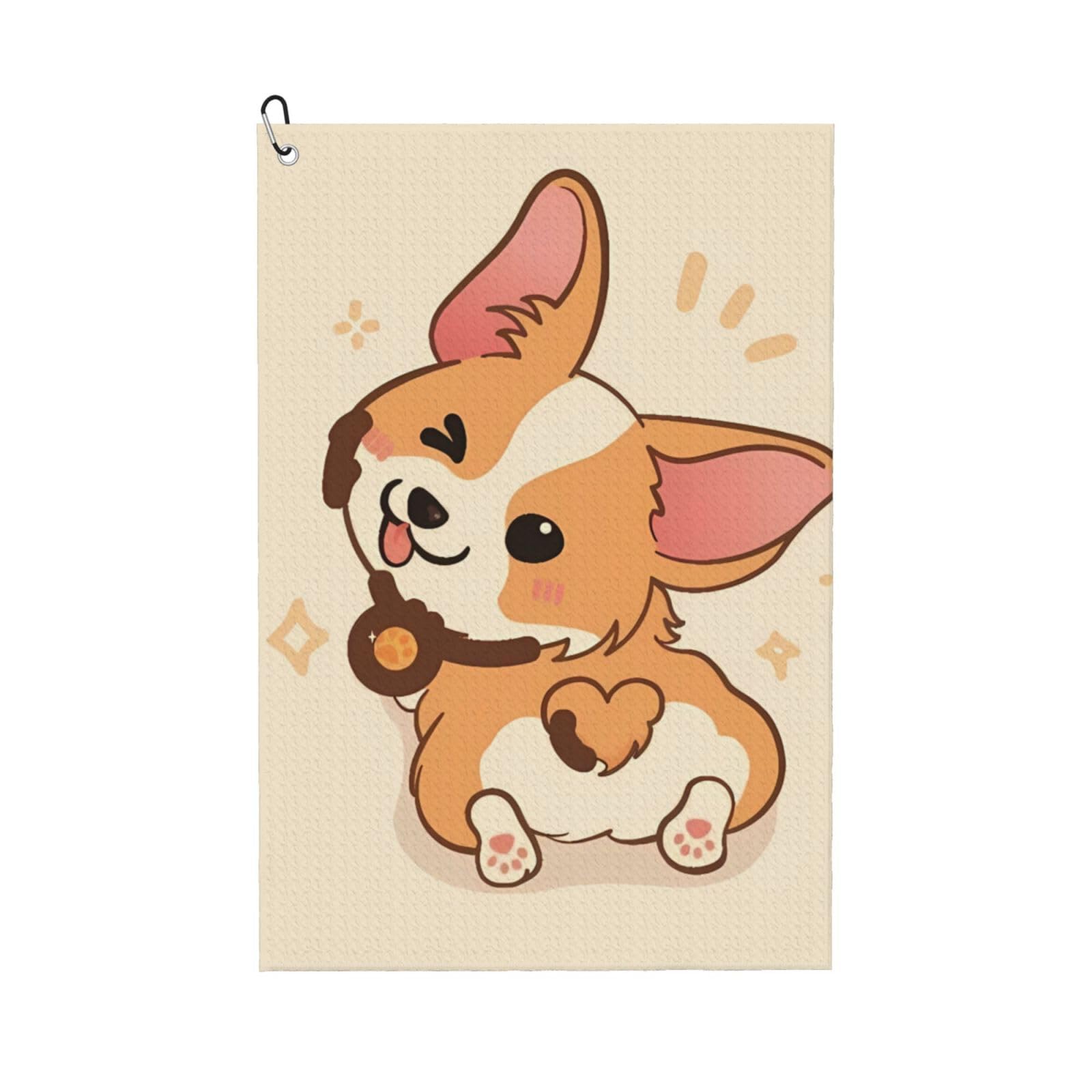 Hnnkloy Cartoon Cute Corgi Dog Butt, 16x24 in Portable Waffle Golf Towels with Carabiner Clip for Golf Bag