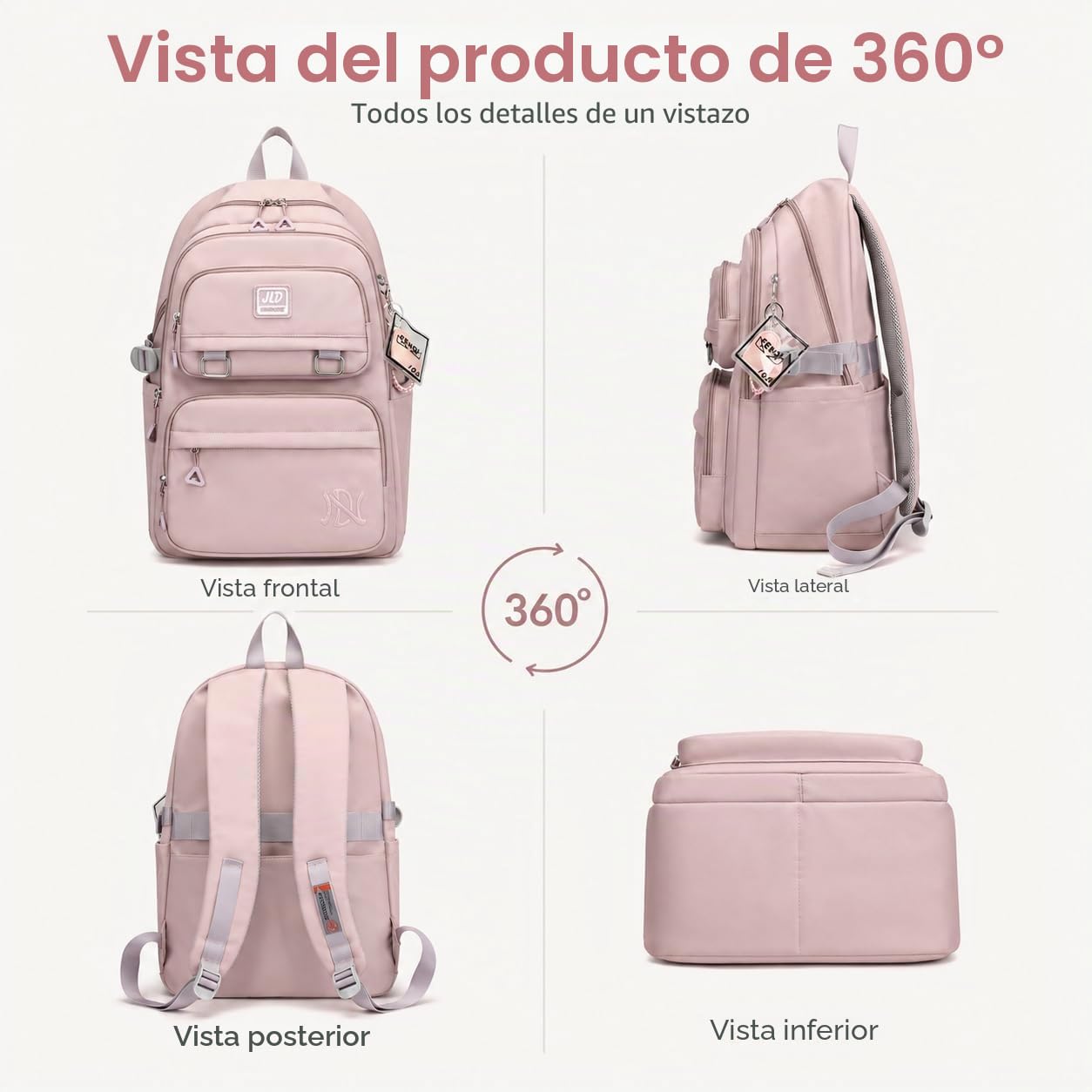 JANSBEN Mochilas Escolares Niña Niño Backpack Juveniles Adolescentes Impermeable Nylon Multi-Bolsillo 30L