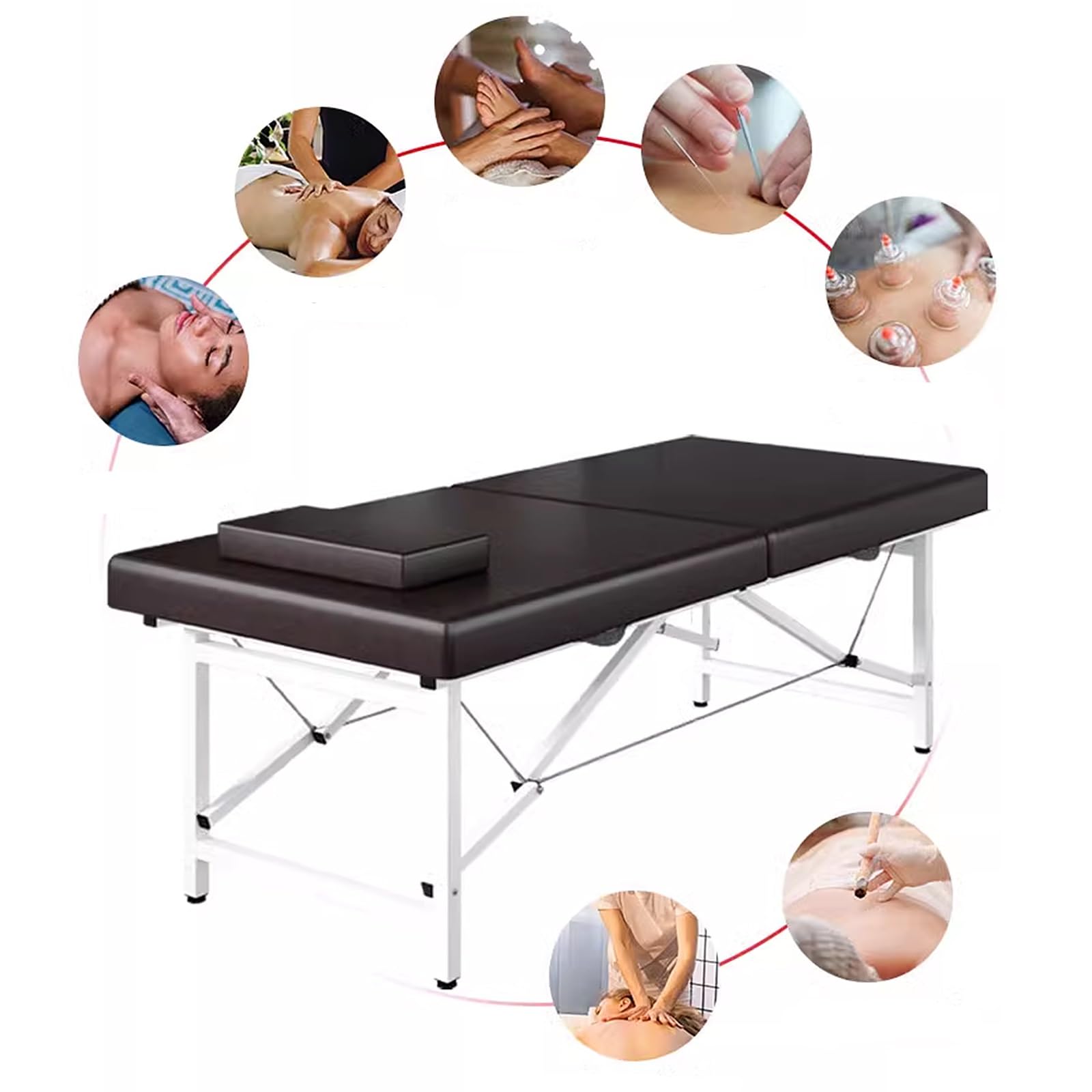 Camillas Plegables para Masajes Ligeras Tatuaje de Camilla de Cuero Plegable Sin Instalación Camilla Estetica con Agujeros para Respirar Capacidad de Carga 250 Kg | Without Installation Esthetician Bedd with Breathing Face 250kg Load-Bearing Capacity(Blac