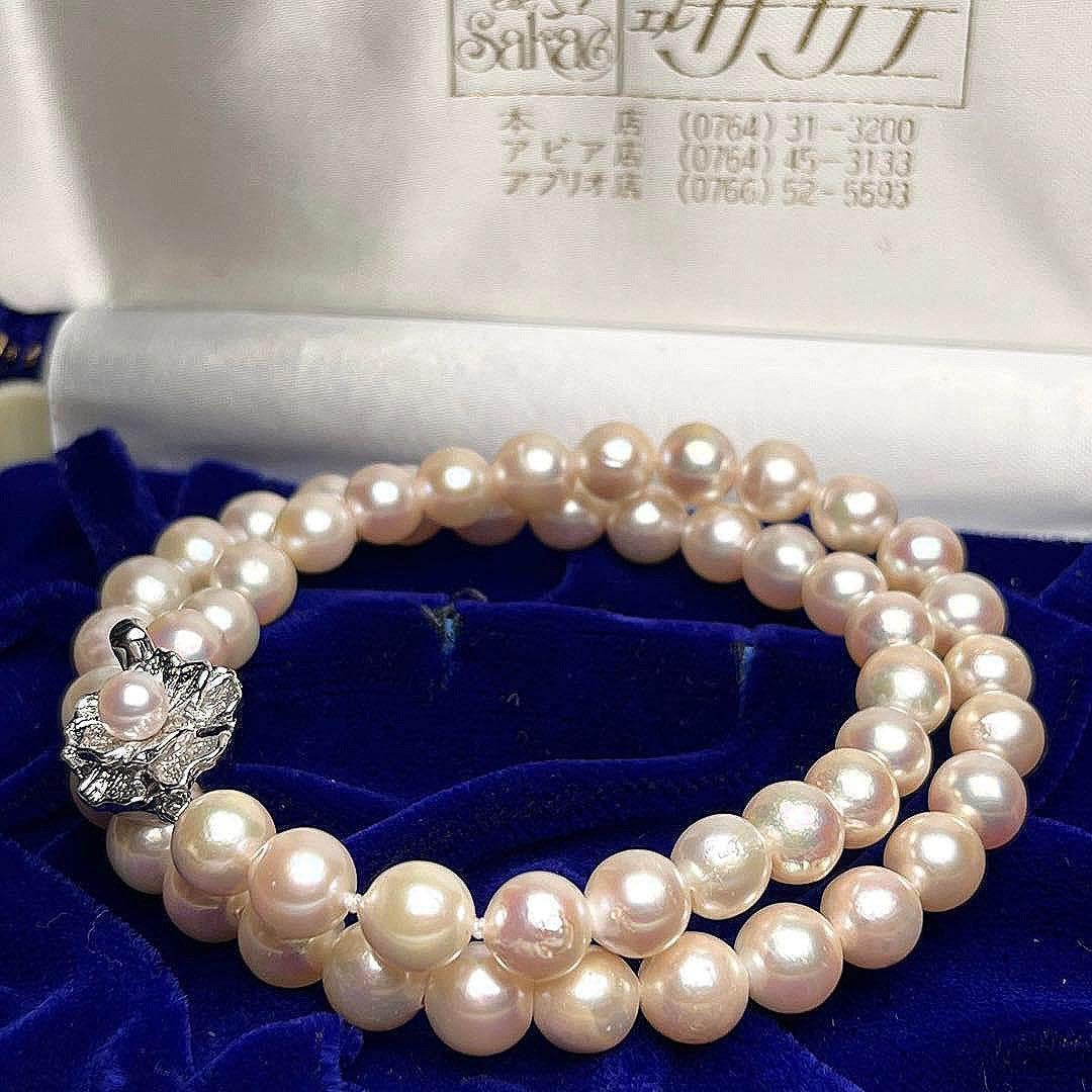 Amazon.co.jp: あこや 真珠 ピンク パール ネックレス シルバー 7.5 