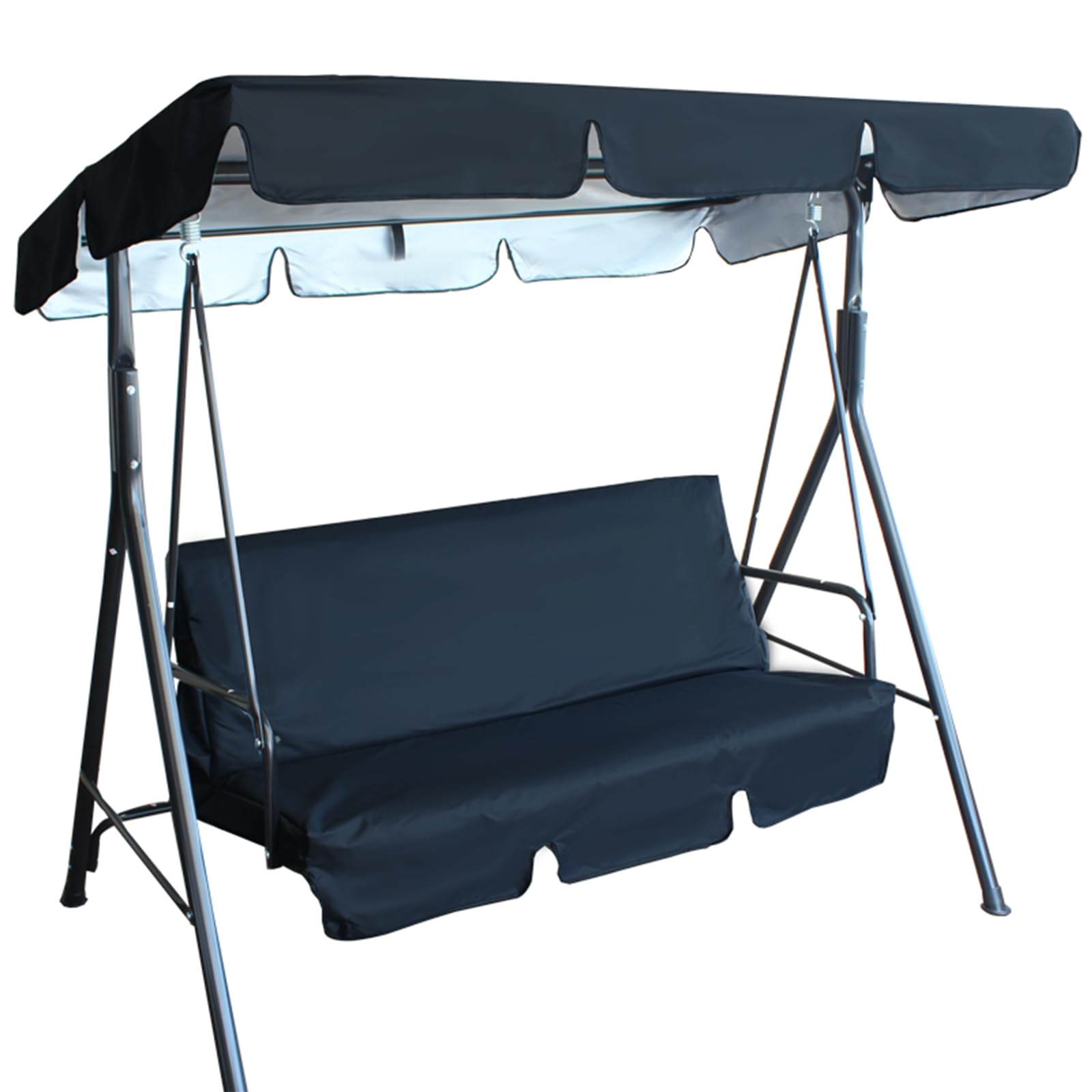 Btstil Replacement Canopy for Garden Swing Seat, 3 Seater Garden Swing Seat Canopy Cover, 210D Oxford Fabric Waterproof Swing Chair Canopy Cover, Only Replacement Canopy (Black, 142x120x18cm)