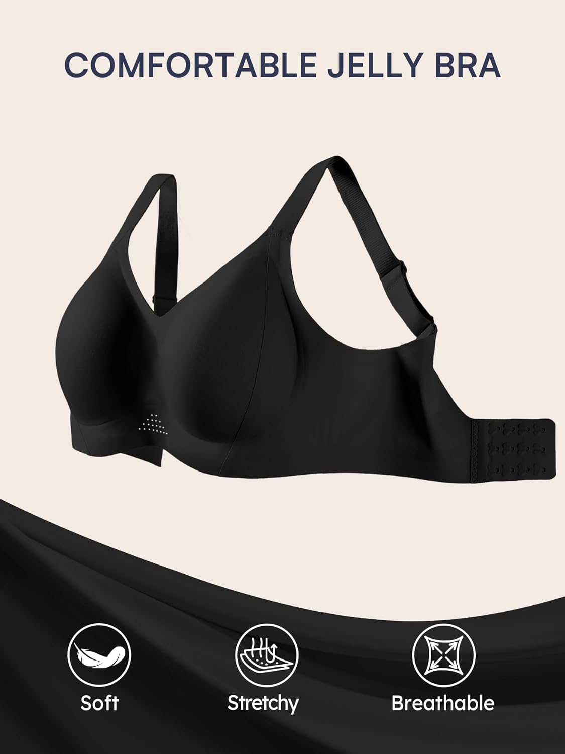 Wireless Jelly Bras for Women - Plus Size Full Coverage Seamless Bra No Underwire, Supportive T-Shirt Bralette for Older - Image 5