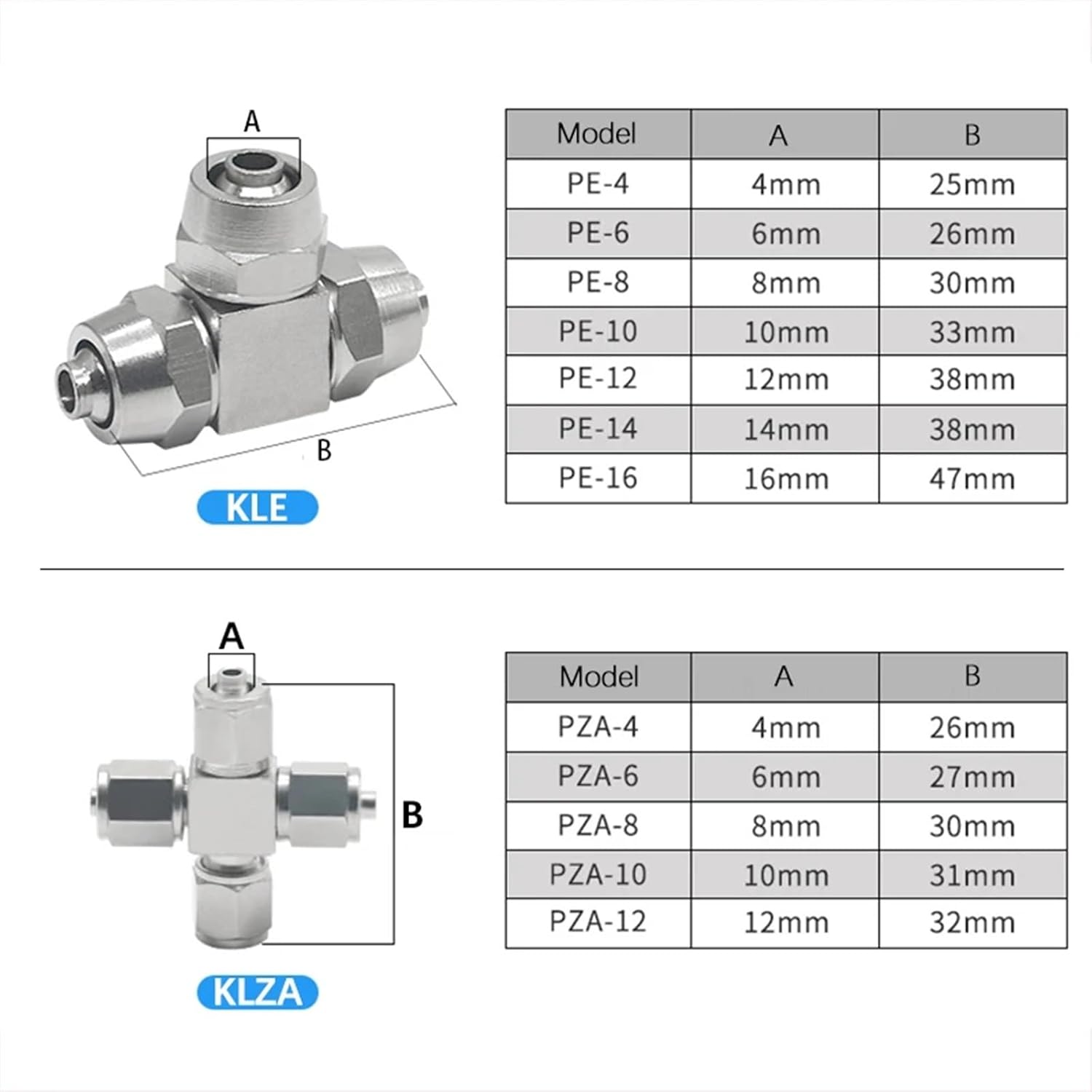 KLV KLE KLZA KLU Copper Pneumatic Fitting Air Quick Connector For Hose Tube 4 6 8 10 12 14 16MM Fast Connection 1Pcs(KLZA,6MM)