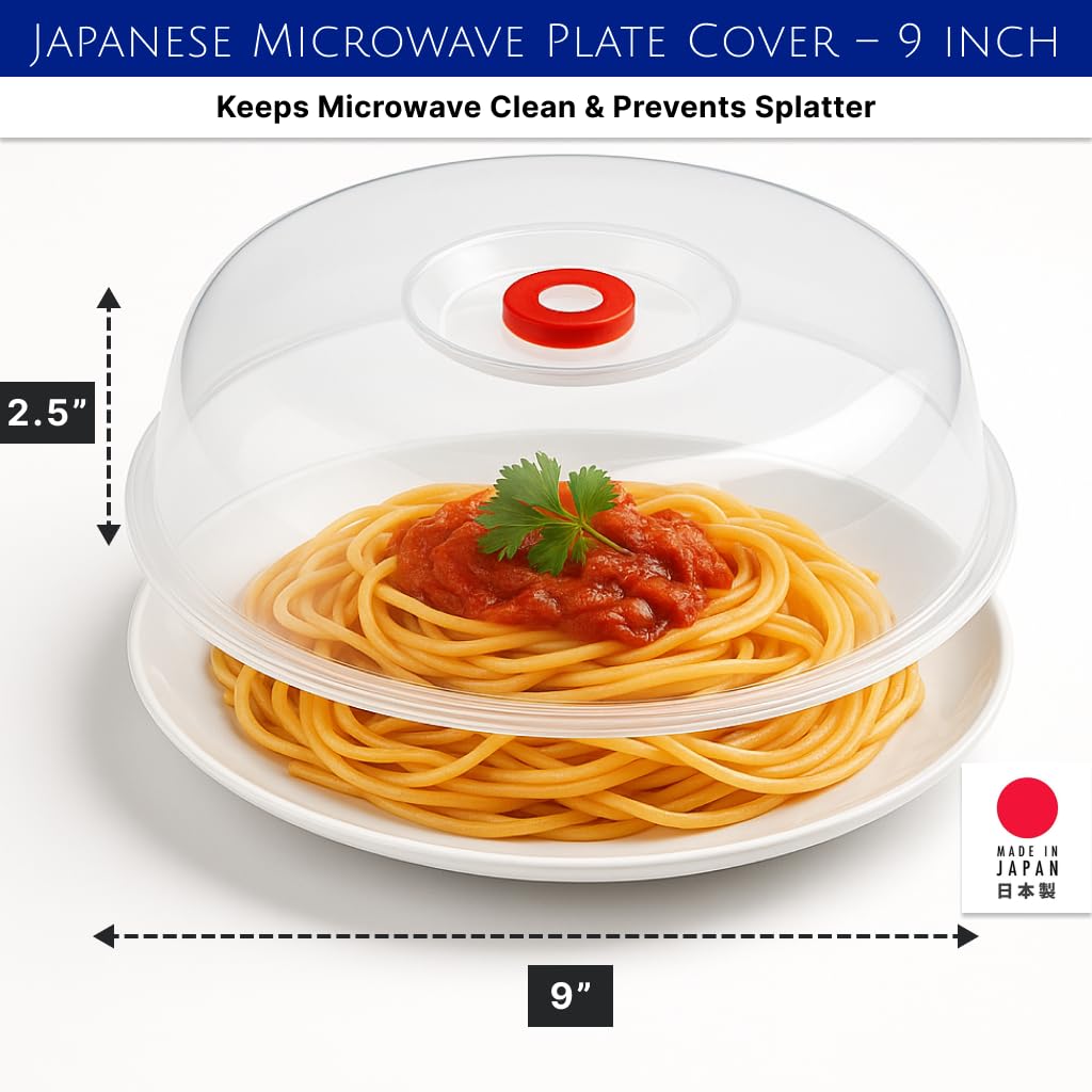 JapanBargain, Japanische Mikrowellentellerabdeckung, leicht zu greifen, Mikrowellen-Spritzschutz, Deckel mit Dampfauslass, spülmaschinenfest, hergestellt in Japan, 22,9 cm (2)