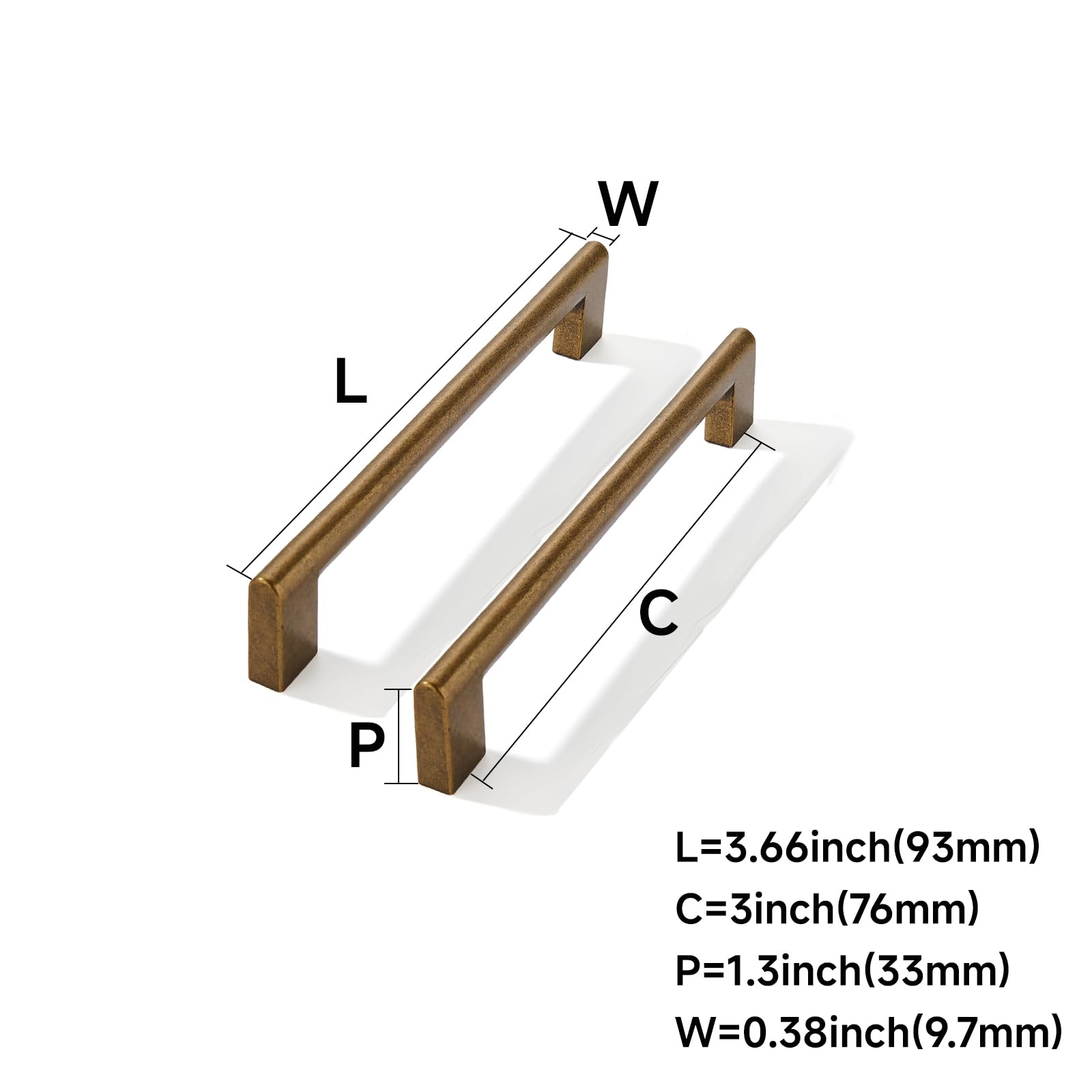 KHTUMEWARE-80296 Antique Brass Cabinet Pulls CTC 3 in (76 mm) 2-Pack in Antique Brass — KHTUMEWARE