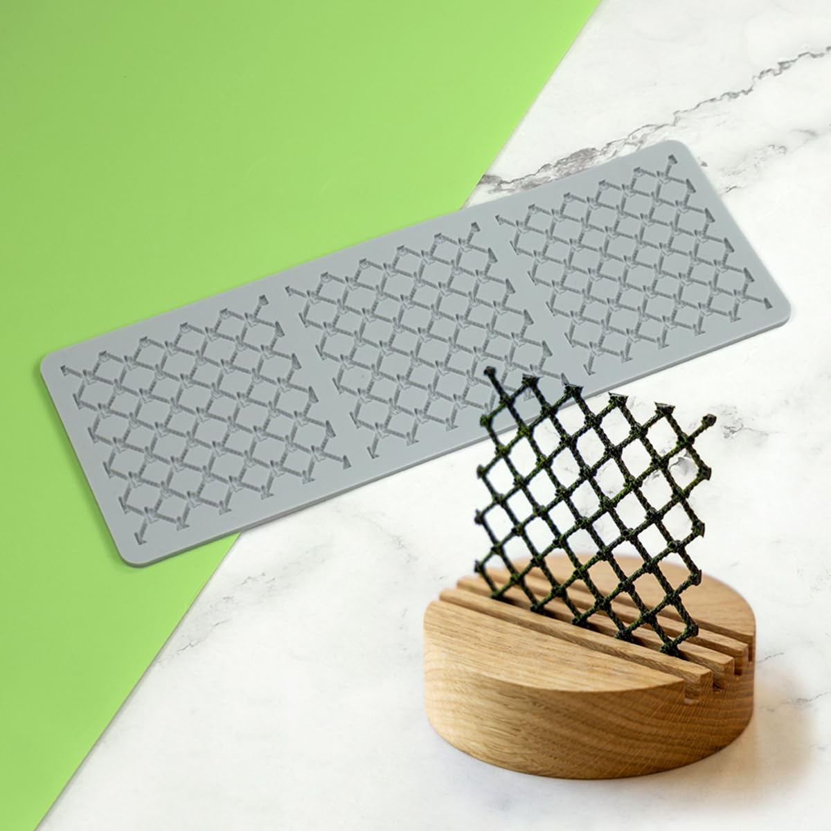 Leaf Flower Hollow Out Lace Mold Decorating Molds Cake Silicone Mold for Fondant Wedding Cake Decorating Baking Molds (E_ Square Fishnet)
