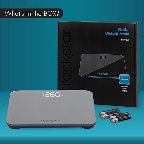 Miniatura 10 de Trackstar Báscula de peso digital inteligente  Capacidad de peso de 440 libras  Aplicación de monitoreo trackstar  Compatible con Bluetooth iOS y