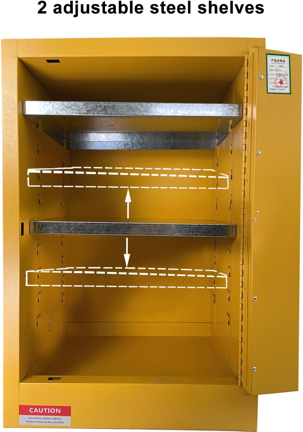koxuyim Hazardous Storage Cabinets, 18.1" Dx23.2 Wx35.4 H, Industry Safety Cabinet, Dangerous Storage Explosion Proof Cabinet, 2 Adjustable Galvanized Steel Shelf,(5.3 c.f. - Inside Volume)