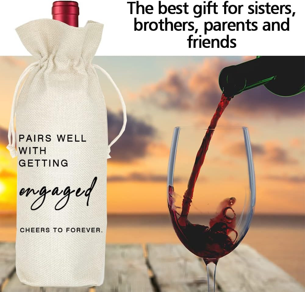 Engagement Gifts for Couples - Funny Wine Gift Bag, Engagement Party Decor image 5