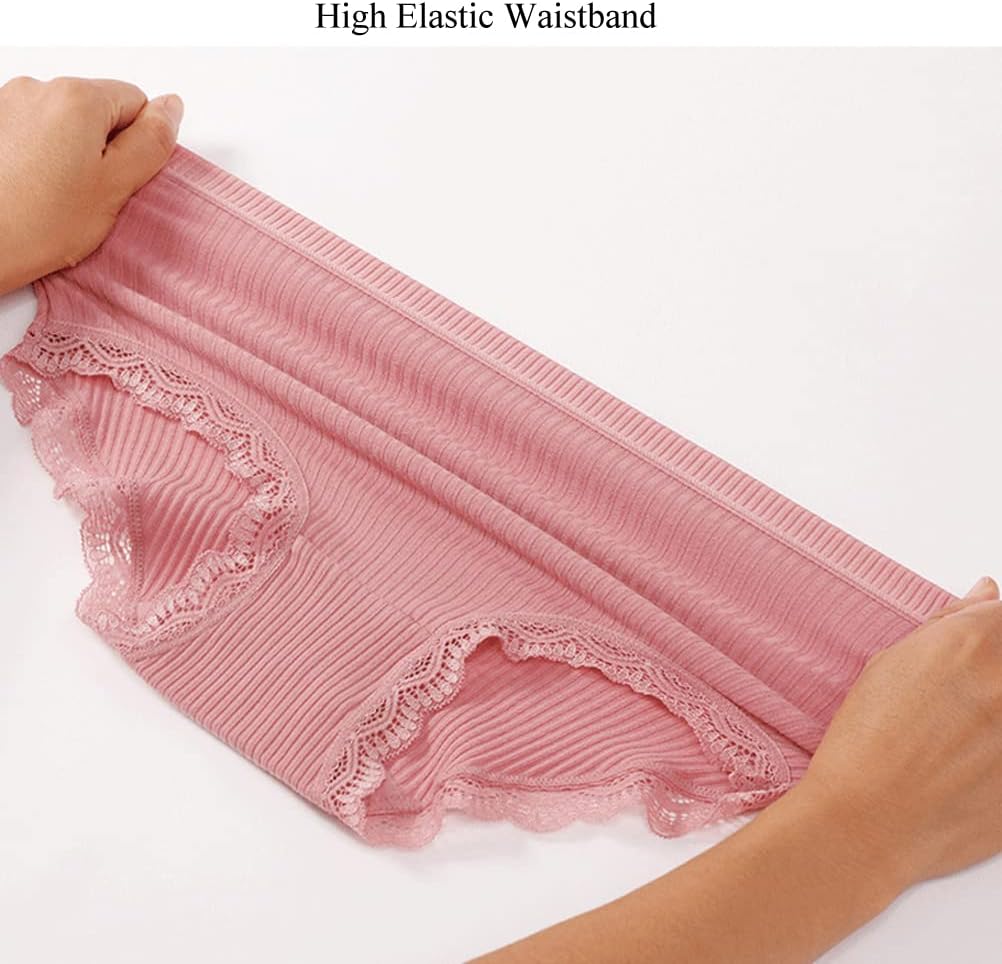 Teen Girls Cotton Underwear 6 Pack Comfort Lace Trim Briefs Panties (Large, Style1) - Image 2