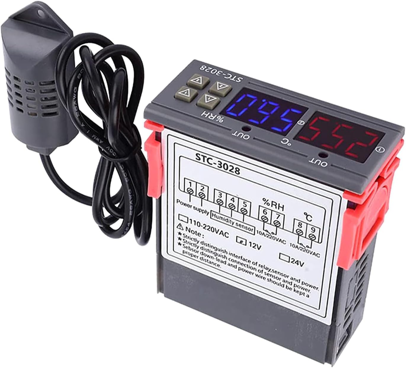 LCD-Thermostat Temperature Humidity Control STC-3028 Hygrometer Incubator Controller 12V/24V/110V-220V