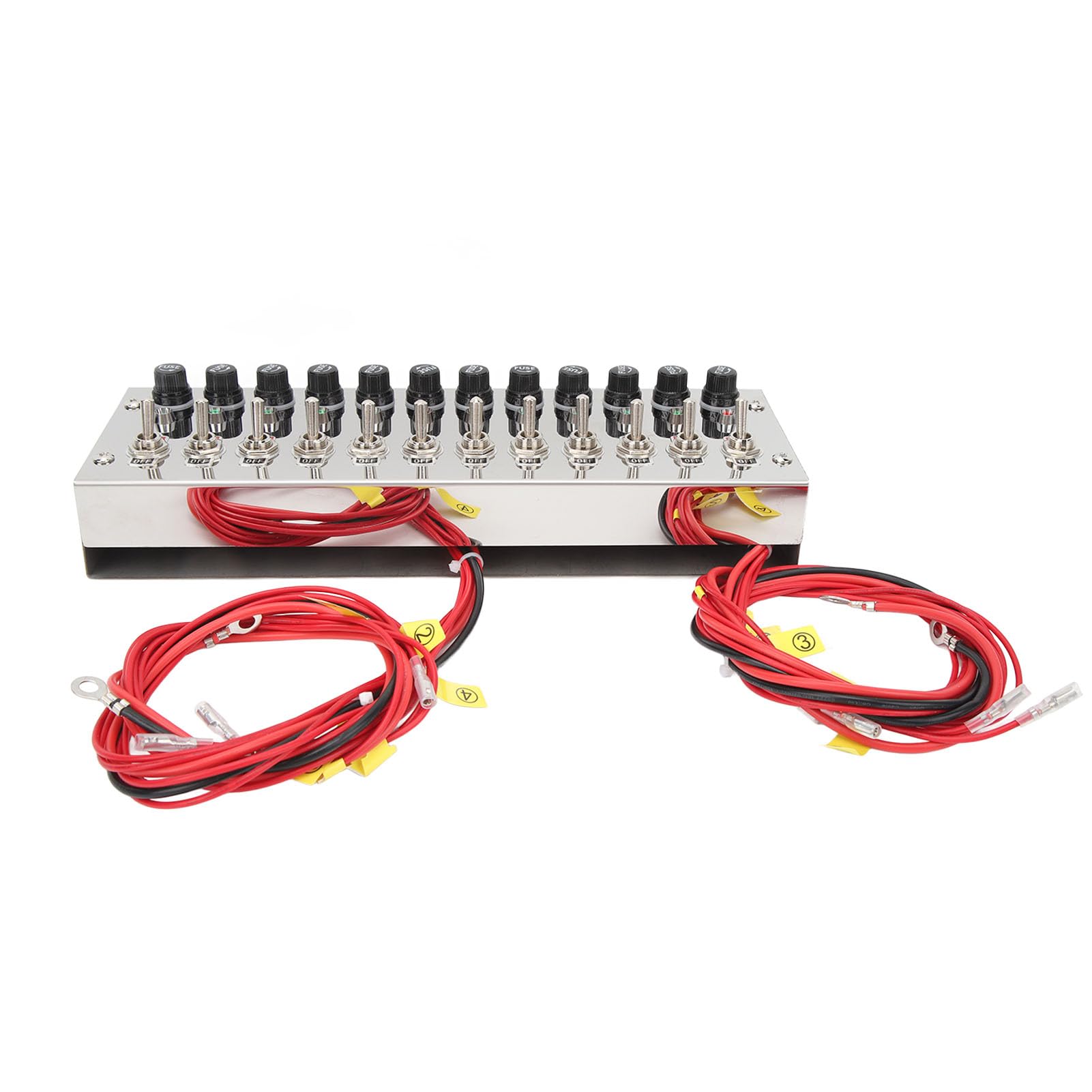 Panel de Interruptor Basculante, DC 12 a 24V Panel de Interruptor de Palanca de 12 Entradas, Panel de Interruptor de Encendido y Apagado LED Rojo Impermeable para Barco, Yate,