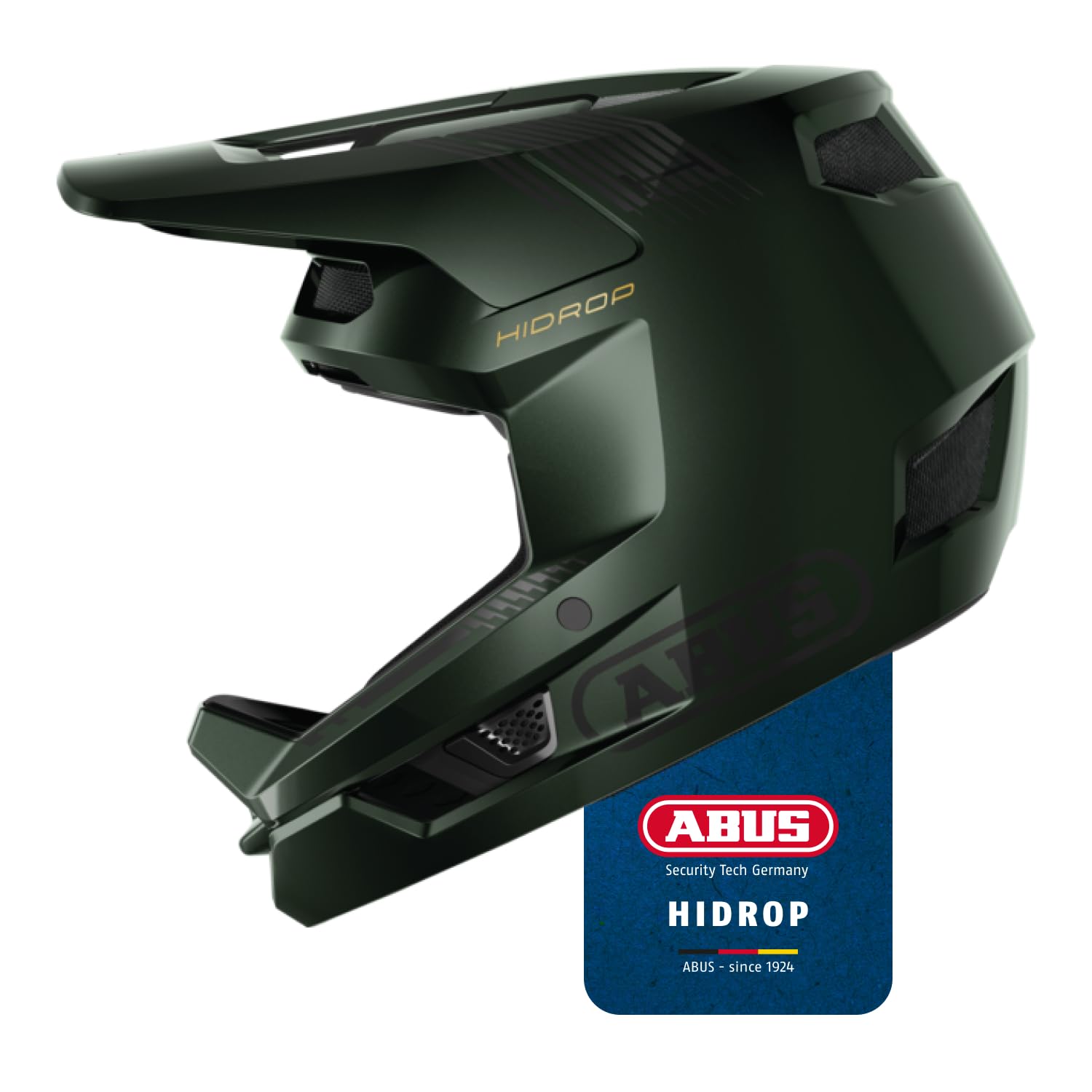 ABUS Downhill Bicycle Helmet HiDrop - Full-face Helmet with ABS Outer Shell for MTB Trails, Enduro and Bike Park - For Adults and Teenagers - ASTM-certified - Green, Size S