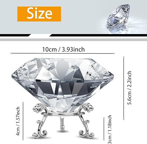 Miniatura 2 de MerryNine Decoración de pisapapeles de diamante transparente K9 de 3.937 in con base triangular plateada, decoración de boda, tienda, hogar,
