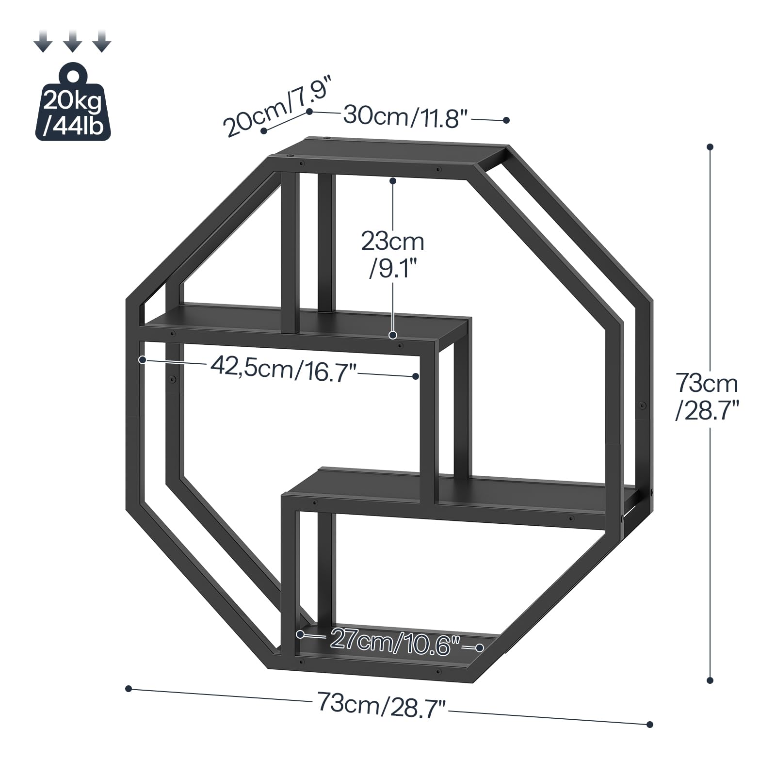 HOOBRO 4-stufiges Wandregal, dekoratives Schweberegal mit stabilem Metallrahmen, Regalbrett, wandmontiertes schwebendes Regal für Wohnzimmer, Schlafzimmer, Küche, Arbeitszimmer, Schwarz EBK67BJ01