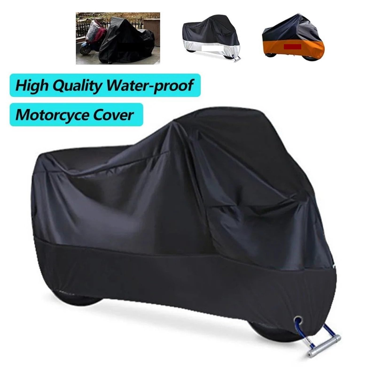Wodoodporny pokrowiec na motocykl Pokrowiec na motocykl UV przeciwdeszczowy do skutera plandekowego Ciepły motocykl Wodoodporny pokrowiec na motocykl z blokadą pokrywa samochoduwodoodporna(Black,XL Fo
