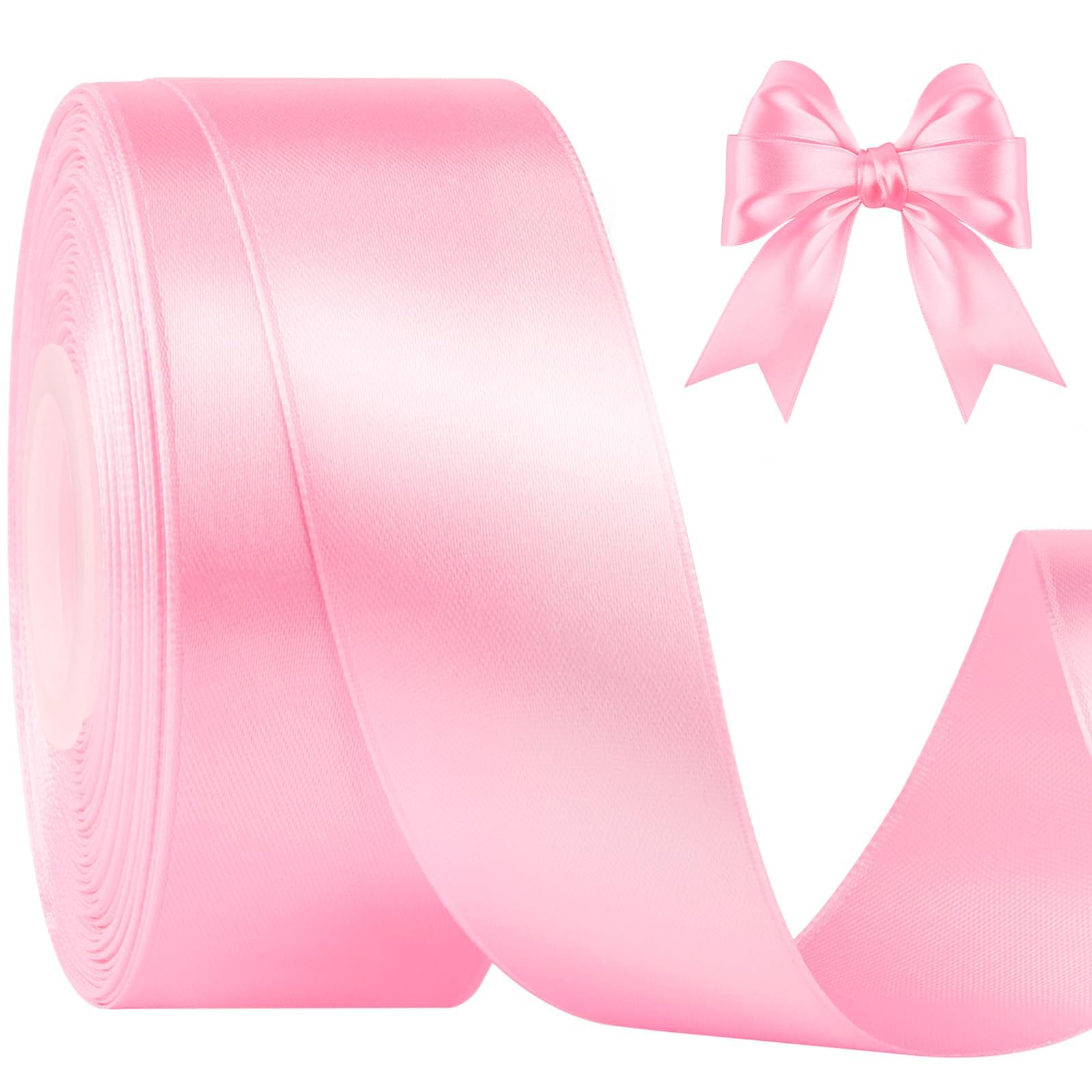 Ribbon Roll, Pink Ribbon for Gift Wrapping, Satin Ribbon Roll for Decoration, Craft, and Party Decorations, 22 Meters Long, 2 Centimeters Wide-image-35