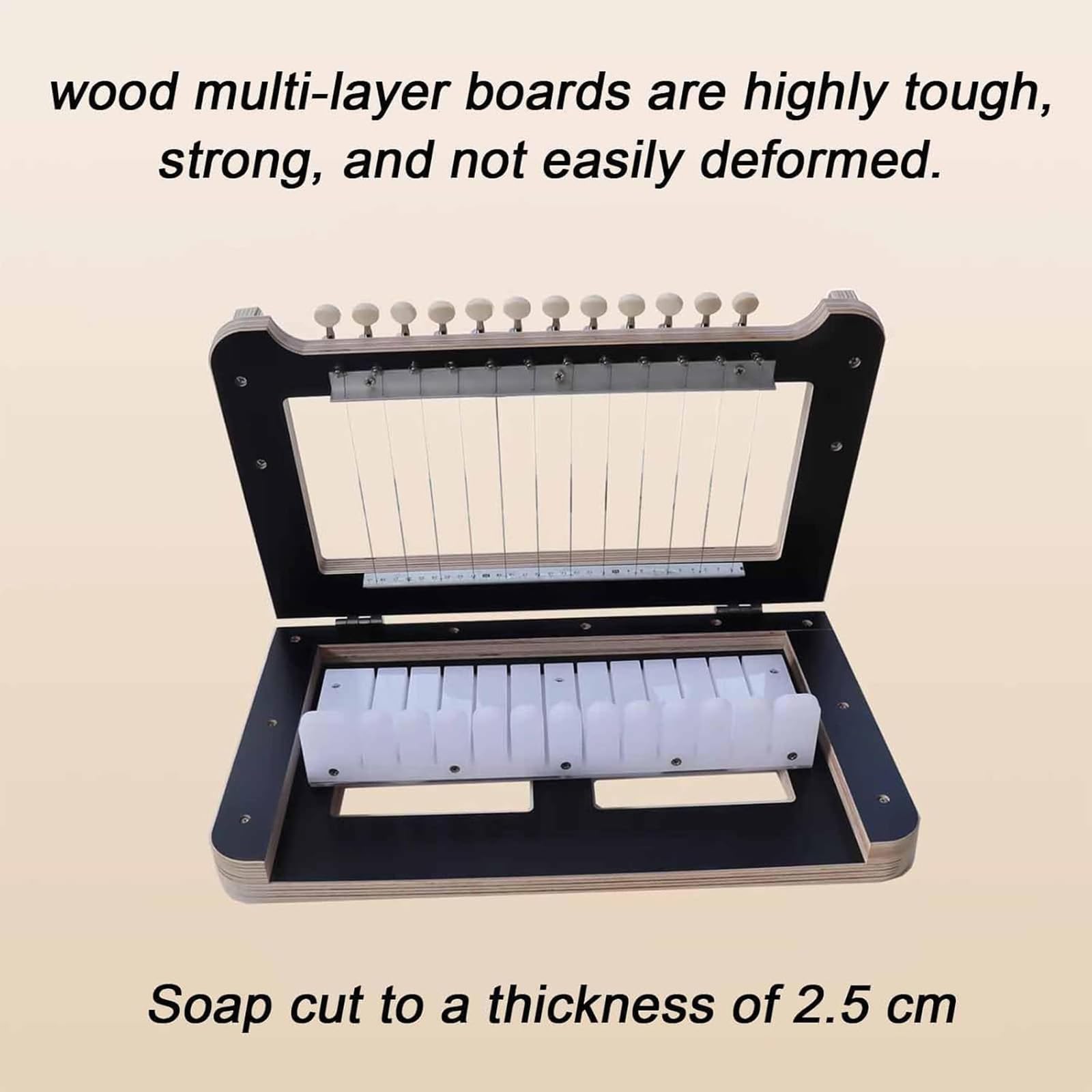 Holz Seifenschneider, Multi Draht Laib Slicer, Handgemachte Seifenschneidemaschine, Gleiche Schnitte 1-12 Bars, Seifenlaibschneider für Kerzen und Butter Trimmen