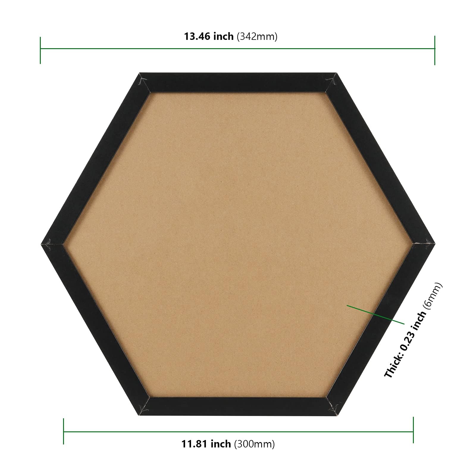 HAKZEON 6 Pack Hexagon Cork Board, Black Framed Hexagon Bulletin Board, Thick Modern Decorative Cork Board with 48 Push Pins for Home, Office, School - Image 2