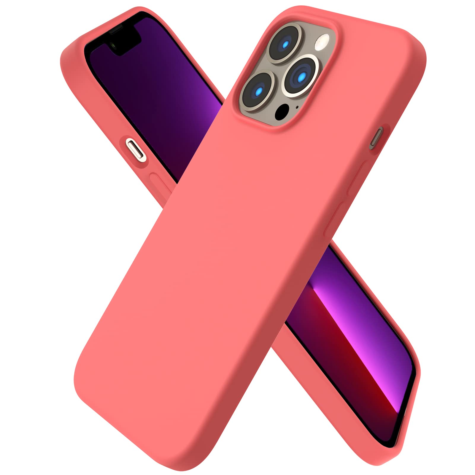 ORNARTO IPhone 13 Pro Max Hülle Mit 2x Schutzfolien – Weiches Silikon, Rundumschutz, In Leuchtend Rosa