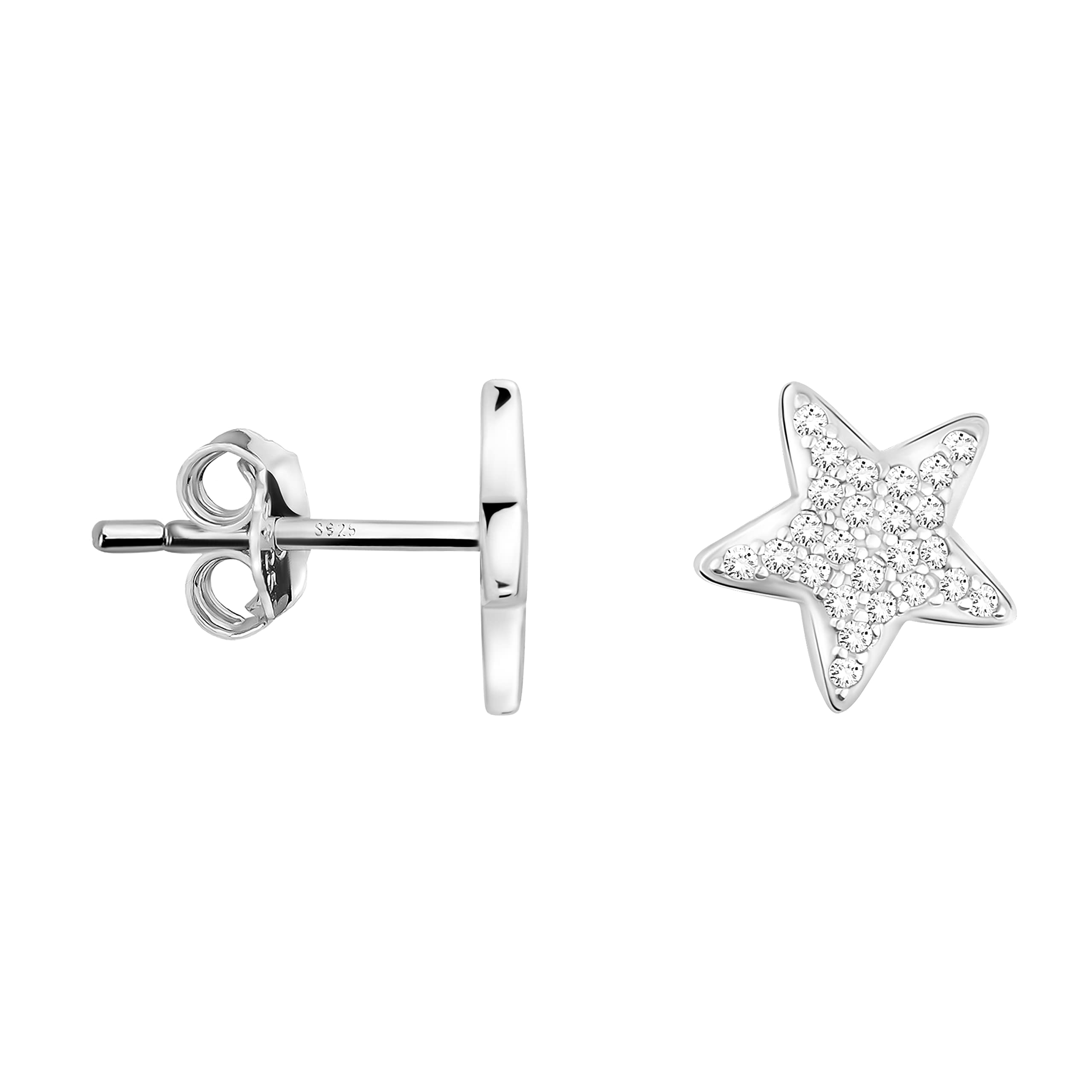 SOFIA MILANI - Women's Earrings 925 Silver - with Zirconia Stones - Star Stud Earrings - 20267