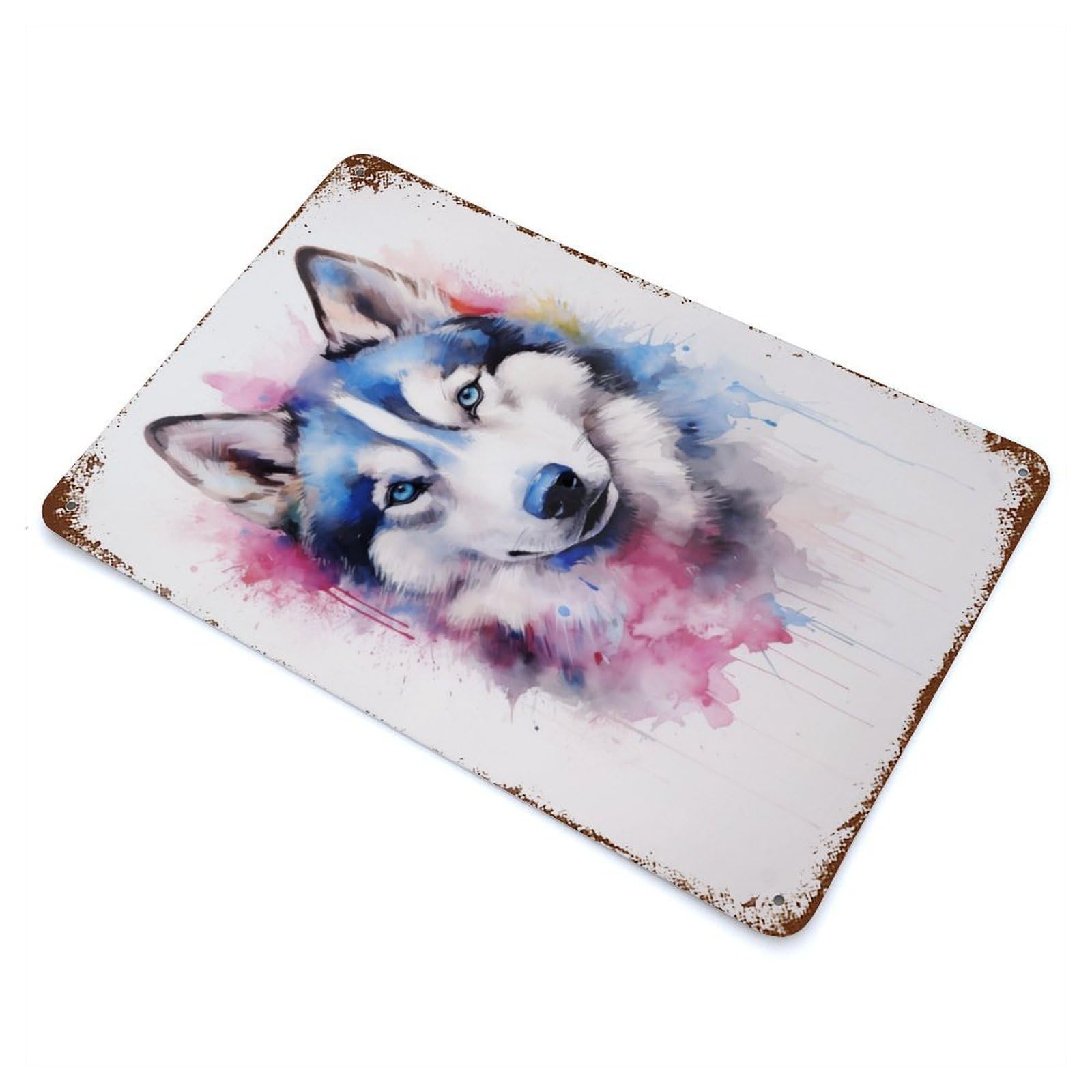 Distressed Metal Wall Sign Siberian Husky Portrait 11.8"x7.9", Vintage Wall Decor for Garage, Bar And Workshop Decor