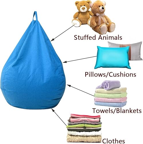 Miniatura 5 de Funda para puf de almacenamiento de animales de peluche (sin relleno), extra suave, funda de repuesto de algodón y lino de espuma viscoelástica para