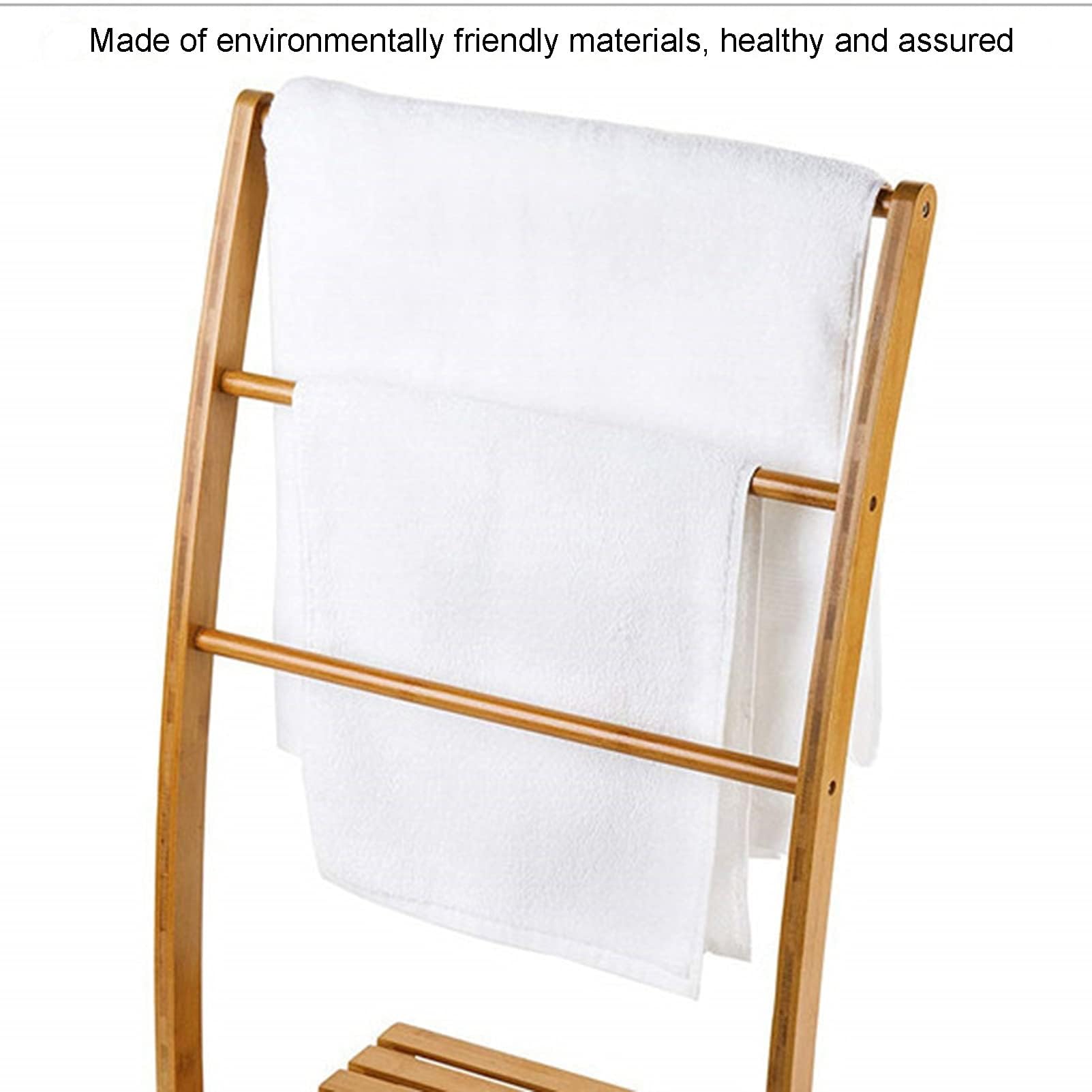 Toallero De Bambú para Baños, Toalla De Playa Independiente Y Estante Junto A La Piscina con Estante De Almacenamiento Inferior, Soporte para Edredón O Manta para Sala De Estar O Dormitorio