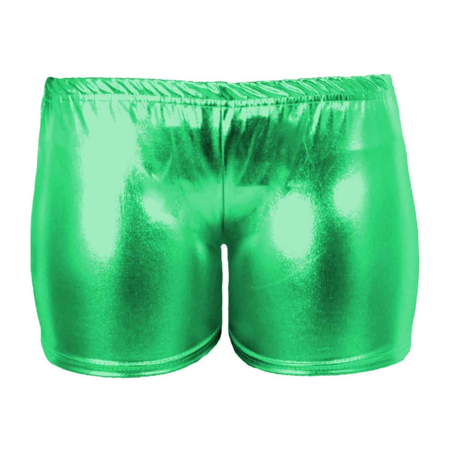 GirlzWalk Low Rise Cheeky Metallic New Red and Blue Cosplay Booty Shorts (ML/UK 12-14, Hot Pants Jade Green)