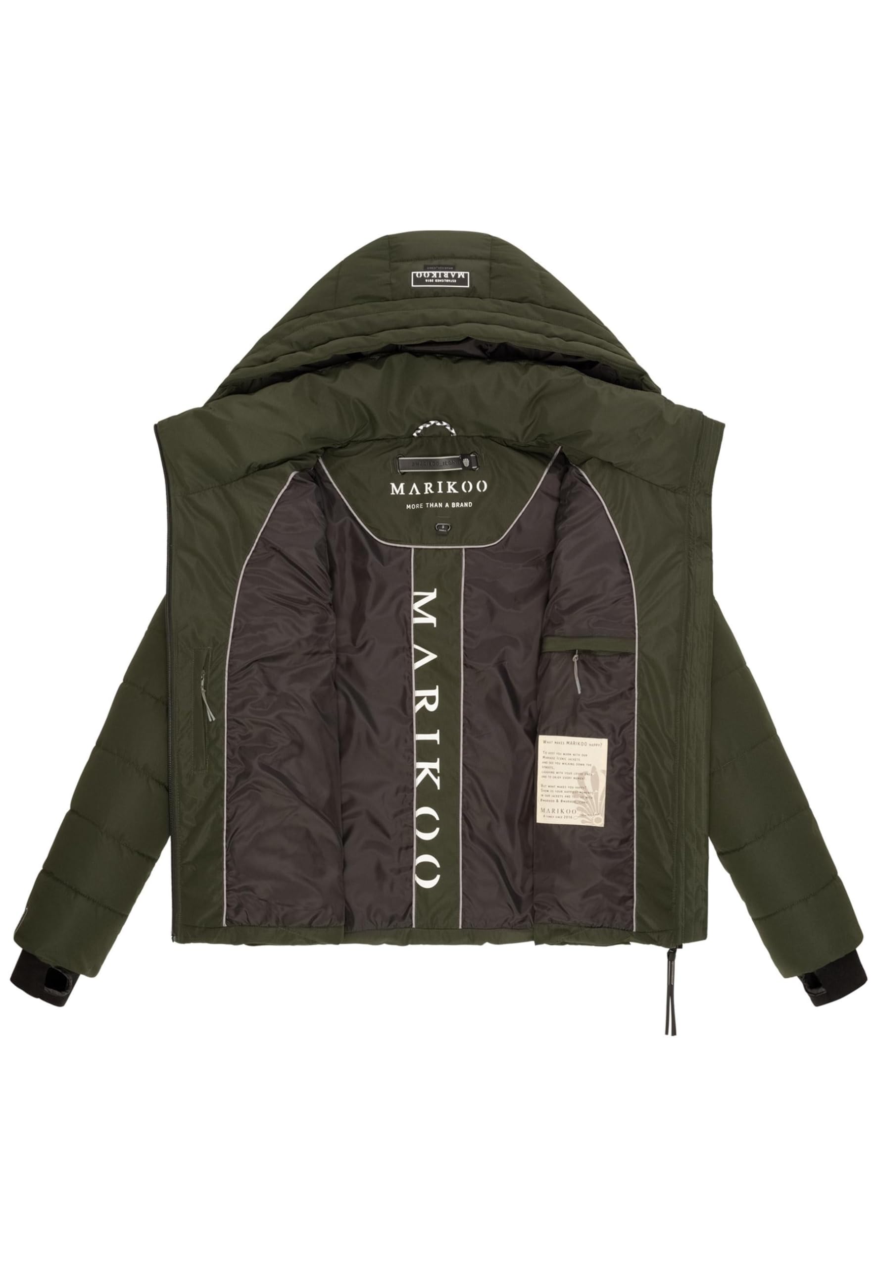 MARIKOO Winterjacke Damen (XS-3XL) - Wasserabweisend, Warm, Kapuze abnehmbar, Winddicht - Steppjacke, Frauen - Stehkragen, 4 Taschen, verlängerter Zipper