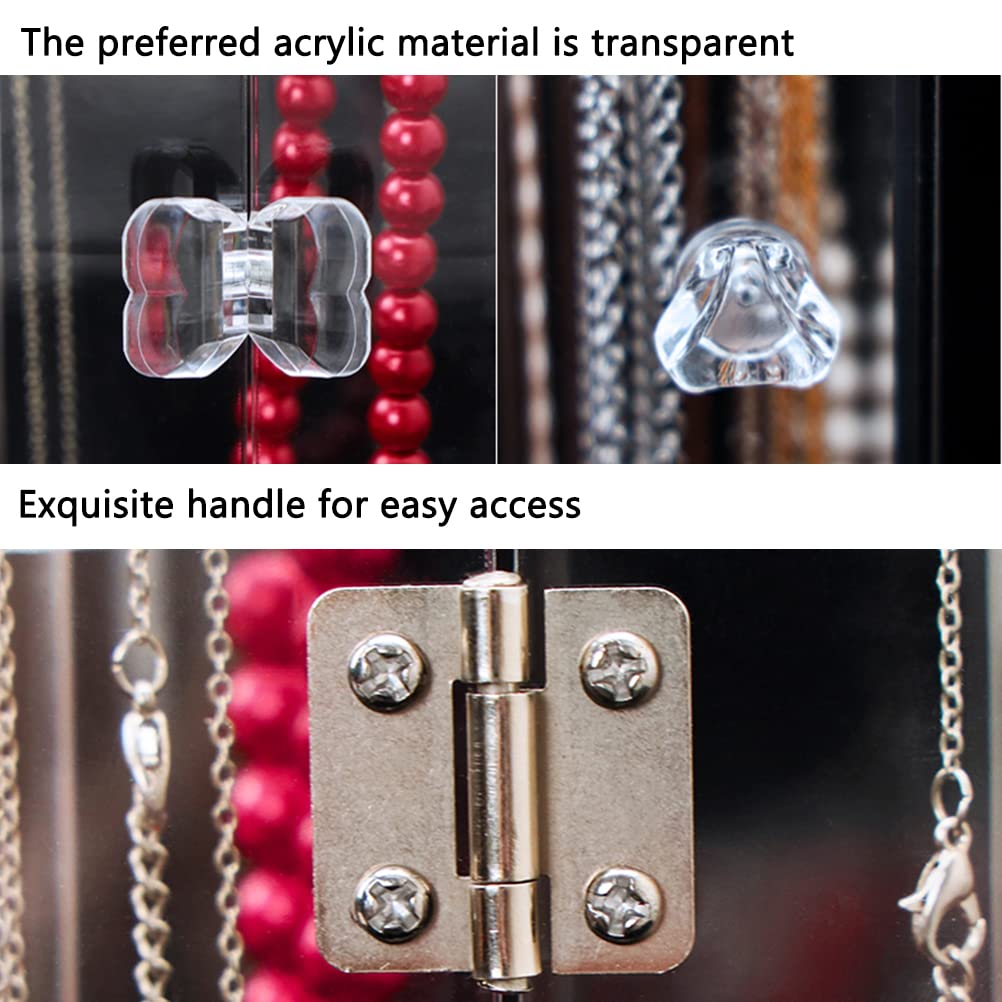 Porta della collana acrilica con 24 ganci, supporto per organizzatore di gioielli rotanti, vetrina di deposito in collana trasparente con copertura per gioielli, casa (Porta della collana quadrata)