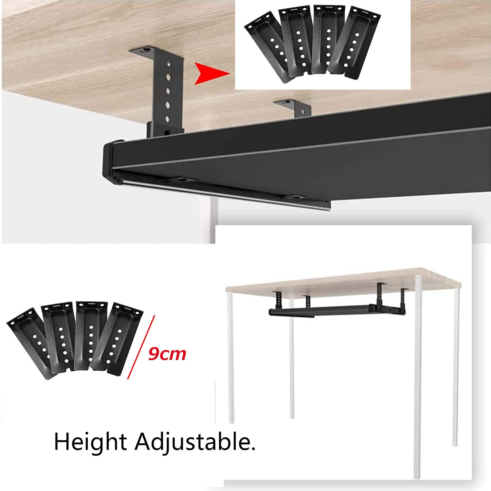 Vassoio per tastiera da 540/600/700 x 270 mm, in legno, estraibile, supporta fino a 24 kg di spazio aggiuntivo per scrivanie, ideale per uso domestico e ufficio
