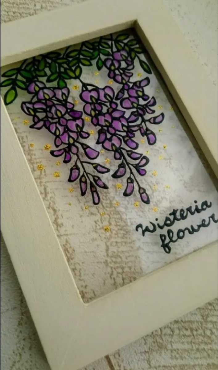 Amazon.co.jp: *ステンドグラス風フレーム*藤の花春ハンドメイド